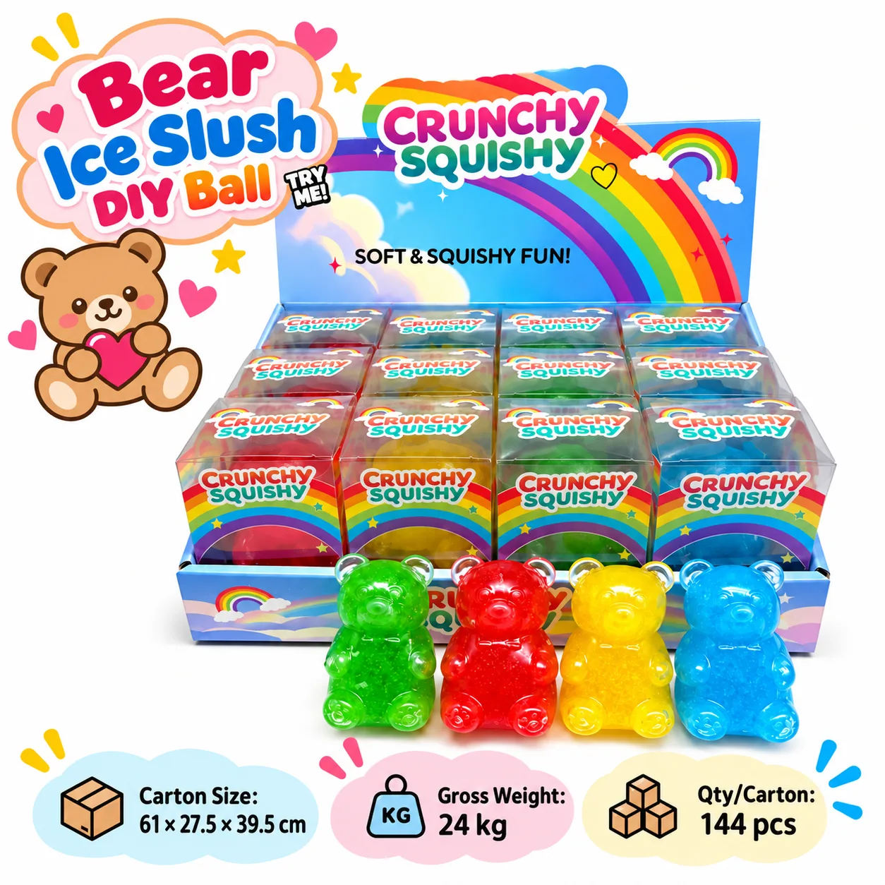 Crunchy Ice Slush Bear Squishy Toy DIY Moldable Stress Relief Toy Wholesale Squishy Toy 4