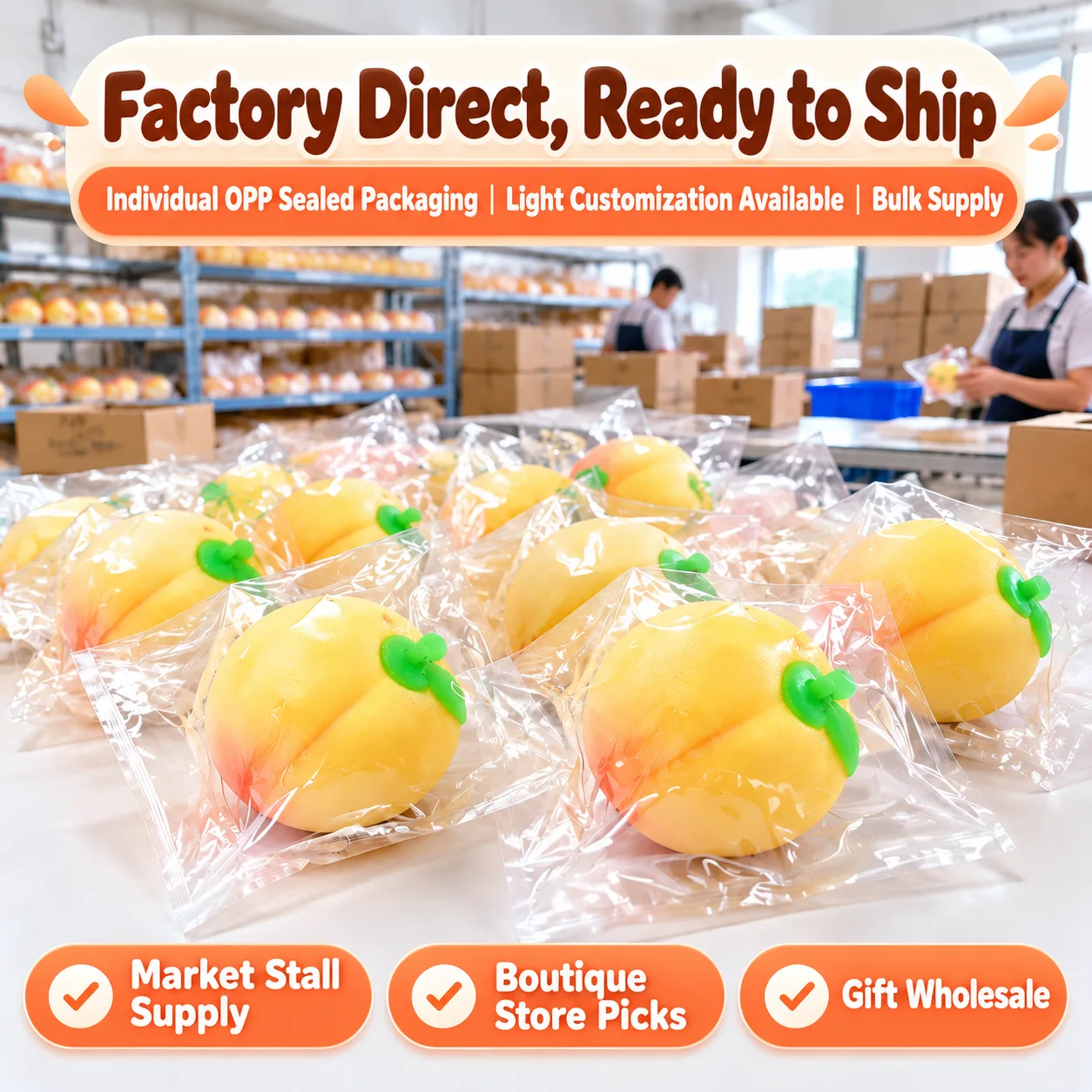 Peach Squishy Toy Soft Slow-Rising Stress Relief Squeeze Toy Wholesale Squishy Toy 10