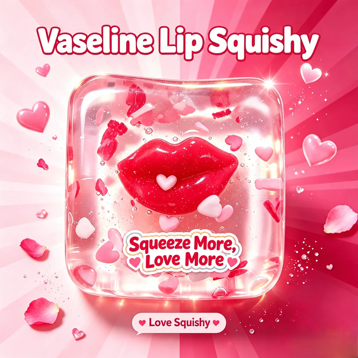 Valentine Red Lip Transparent Gel Squishy Cube Stress Relief Toy Wholesale Squishy Toy 2