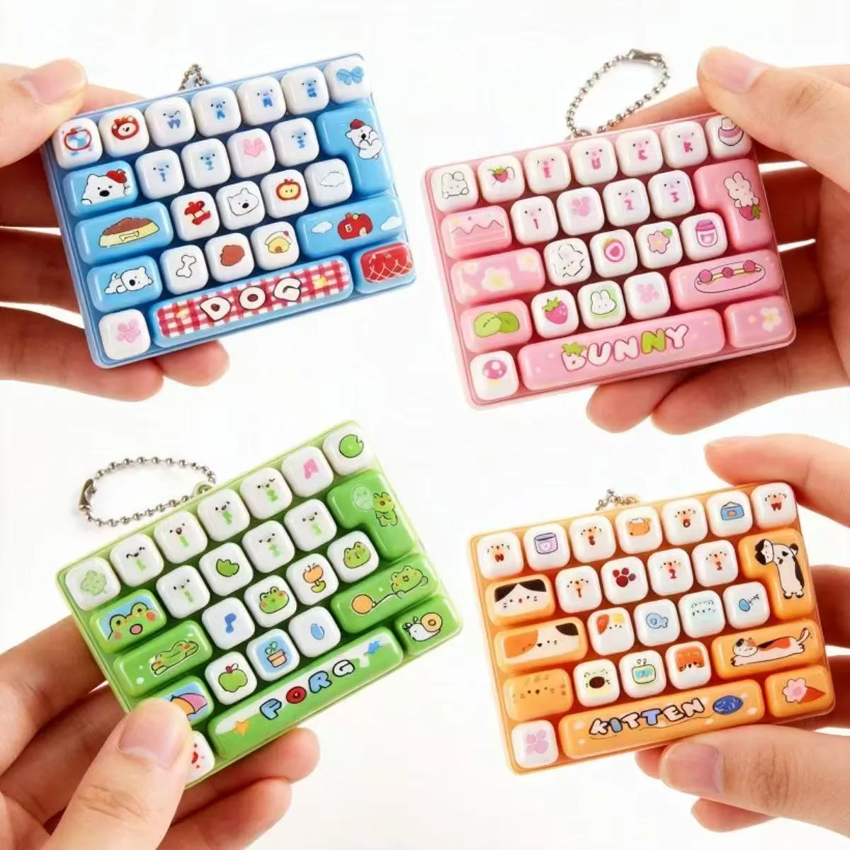 26-Key Keyboard Fidget Toy with Keychain - Animal Theme Mechanical Keyboard Stress Relief Keychain Wholesale Squishy Toy 5