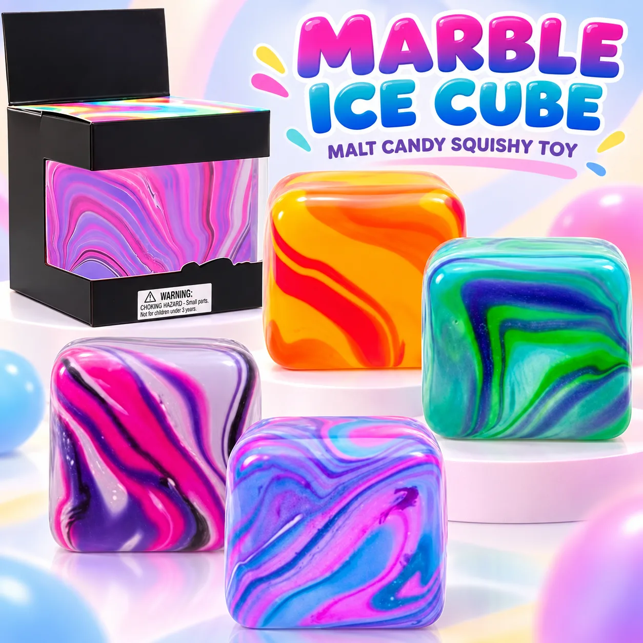 Marble Ice Cube Squishy Toy Slow Rising Stress Relief Cube