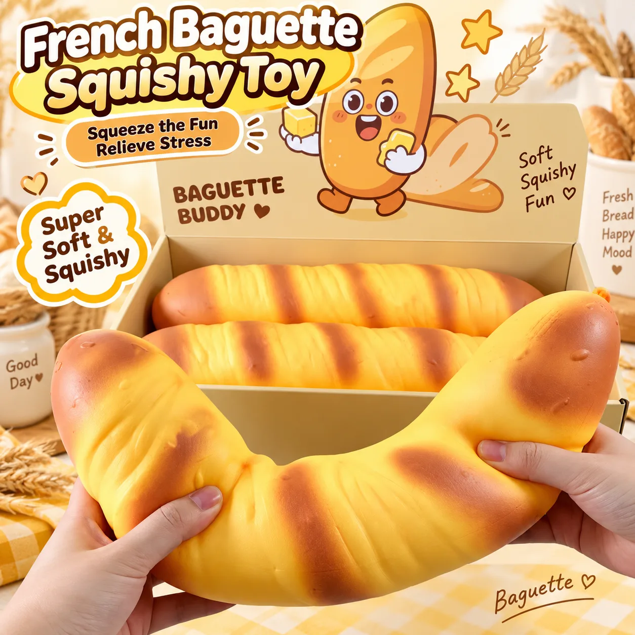 Jumbo 38cm Realistic French Baguette Squishy Toy Slow Rising TPR Stress Relief Toy Wholesale Squishy Toy 8
