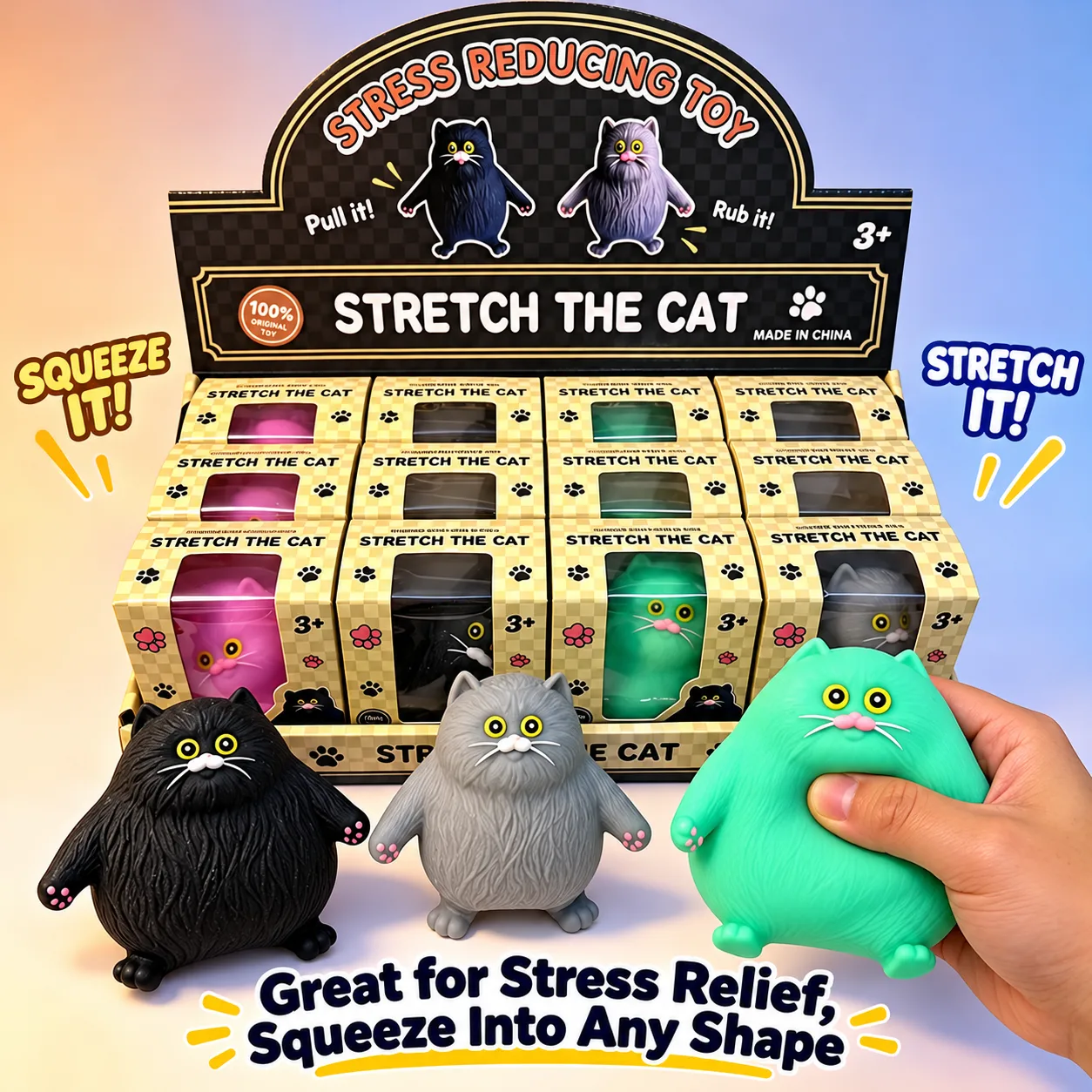 Stretch the Cat Squishy Toy - Chubby Stretchy Cat Stress Relief Toy Wholesale Squishy Toy 3