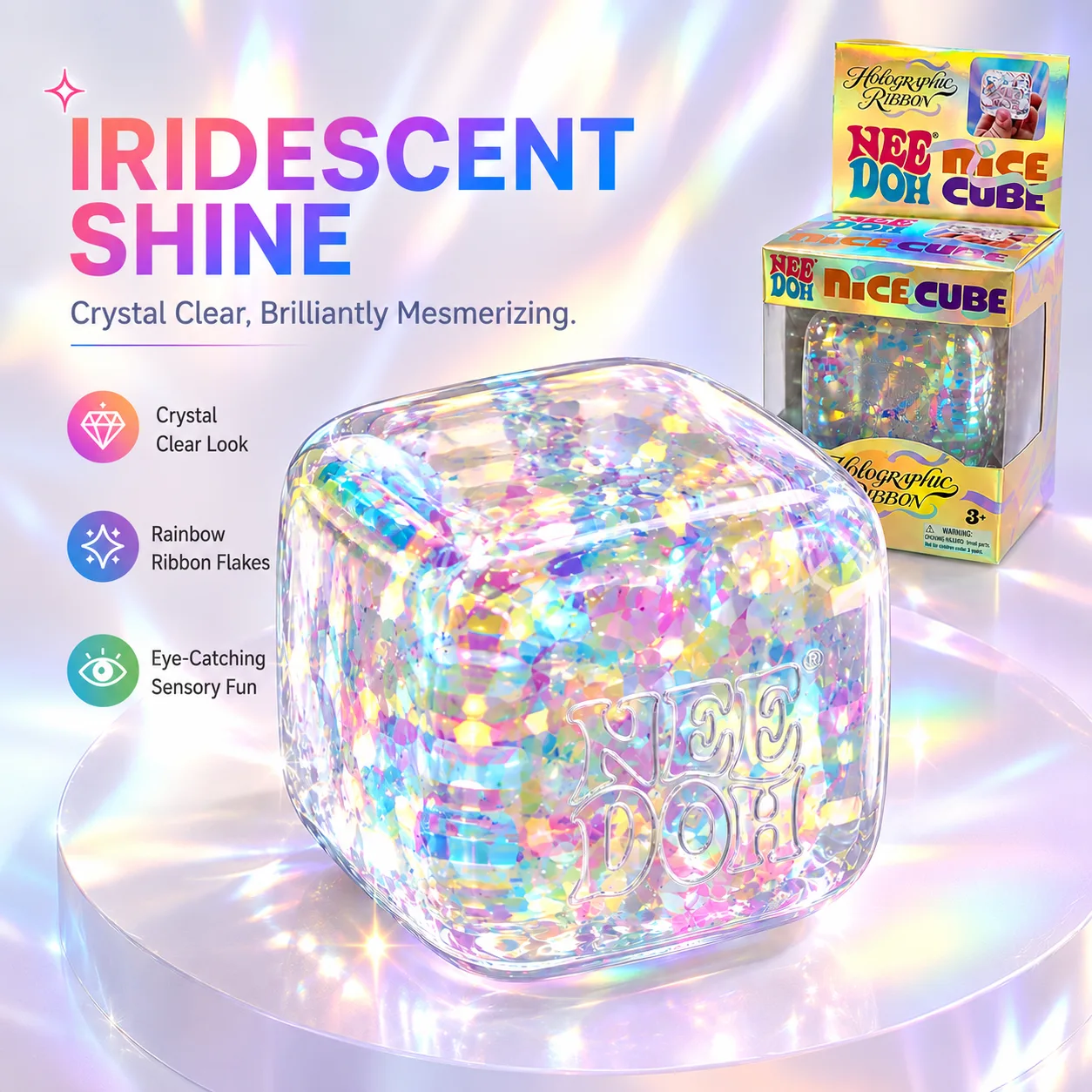 NeeDoh Holographic Ribbon Ice Cube Squishy Toy Wholesale Squishy Toy 2