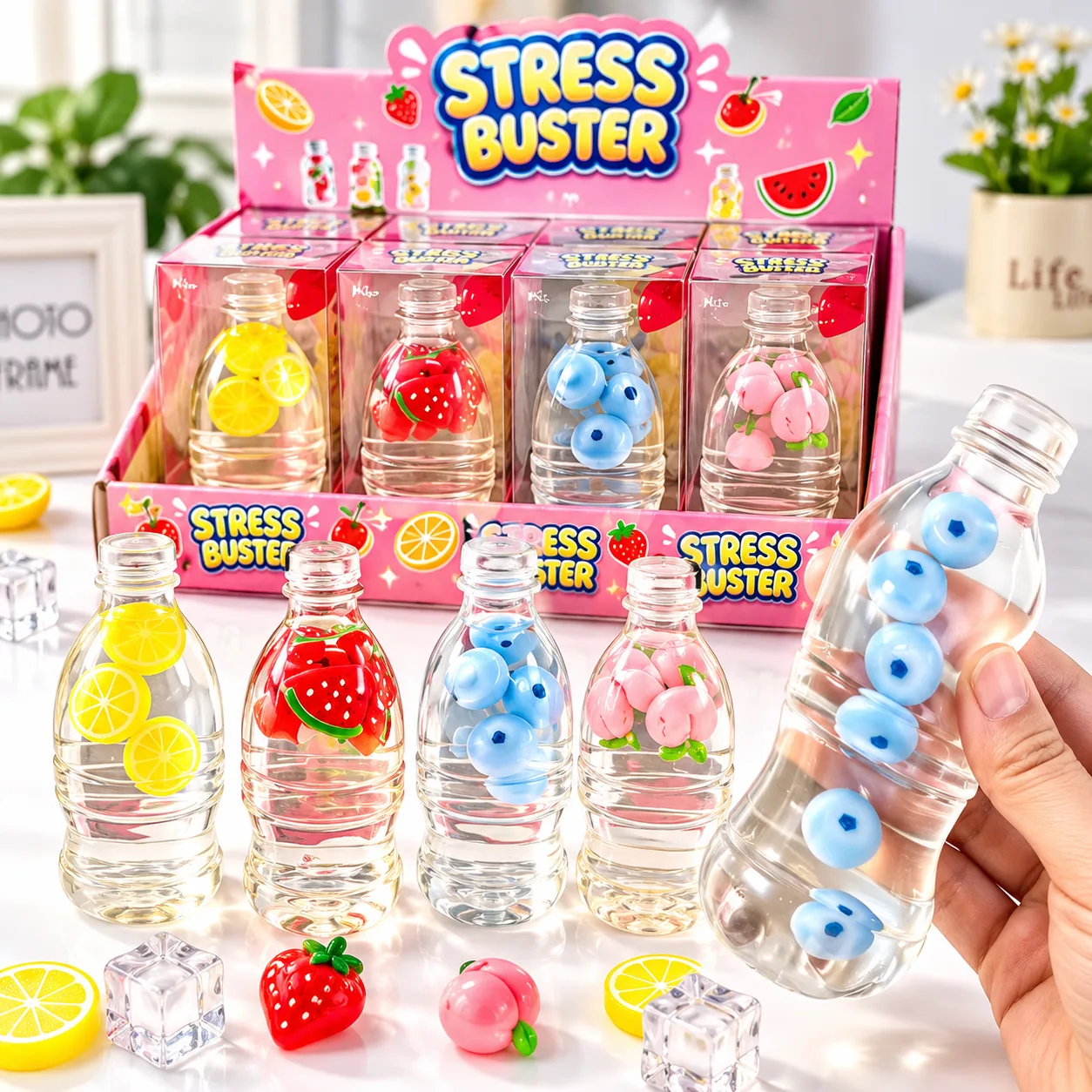 Transparent Fruit Bottle Squishy Toy Soft TPR Stress Relief Toy
