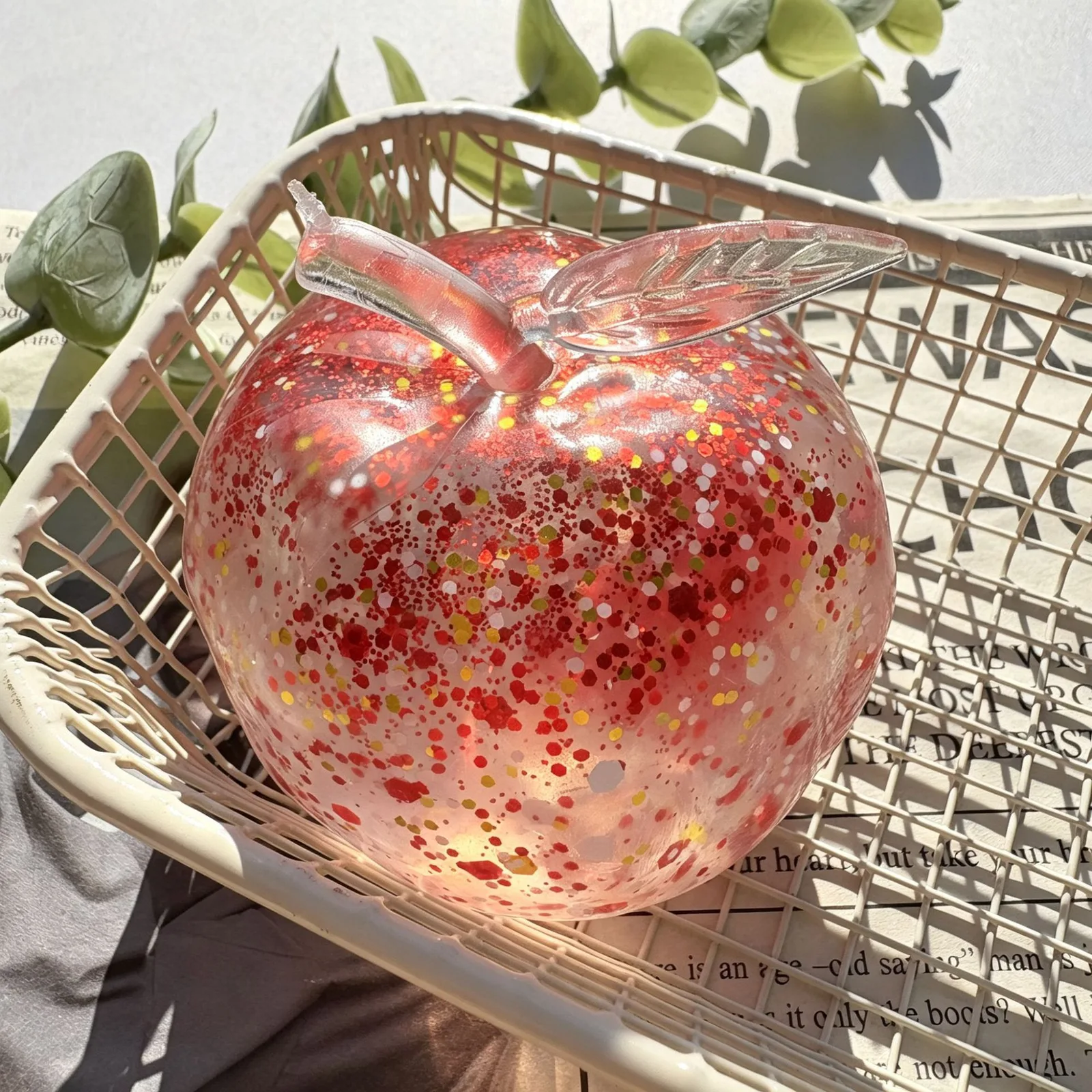 Glitter Apple Squishy Toy Soft TPR Stress Relief Fruit Squishy Wholesale Squishy Toy 6