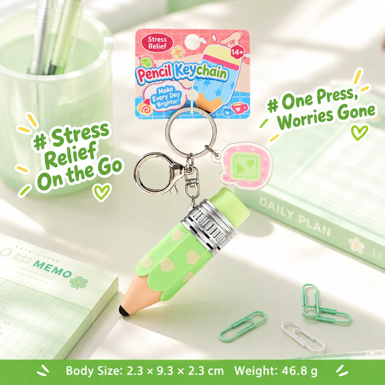 Pencil-Shaped Stress Relief Keychain with Light and Sound Wholesale Squishy Toy 6