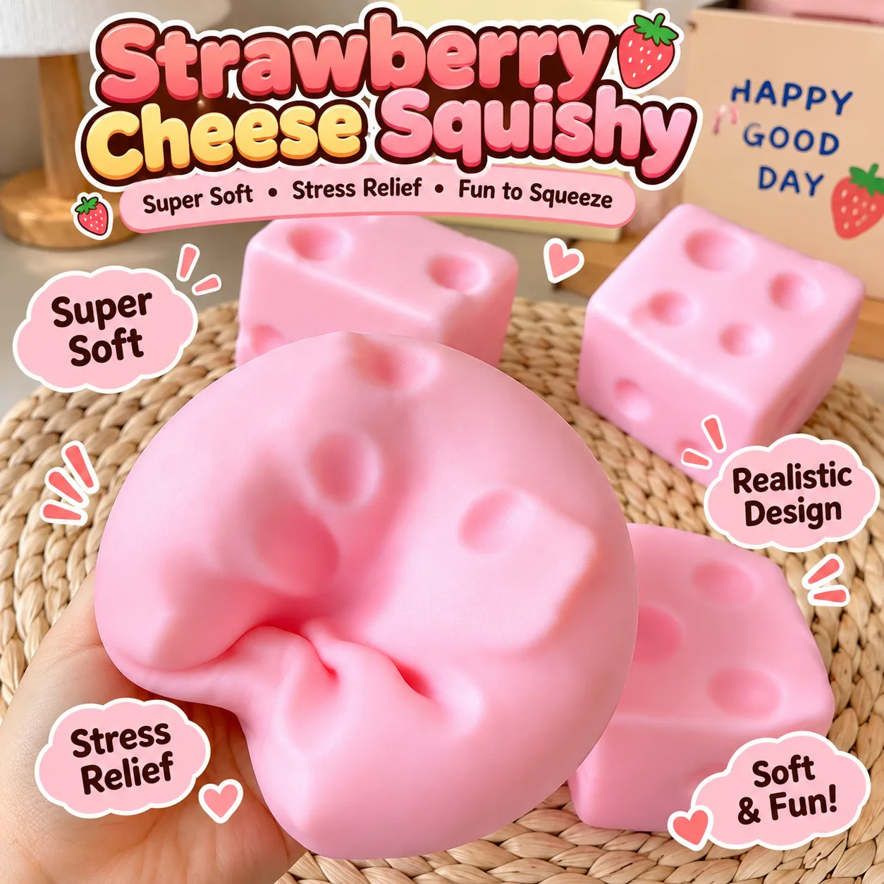 Jumbo Cheese Cube Squishy Toy Soft TPR Stress Relief Squeeze Toy Wholesale Squishy Toy 6