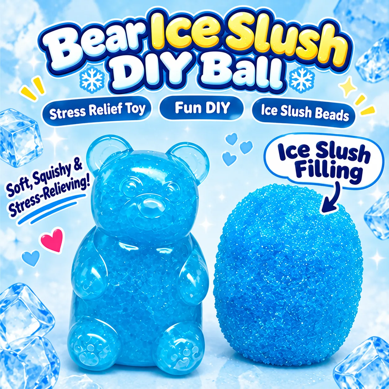 Crunchy Ice Slush Bear Squishy Toy DIY Moldable Stress Relief Toy Wholesale Crunchy Ice Slush Bear Squishy Toy DIY Moldable Stress Relief Toy Wholesale Squishy Toy