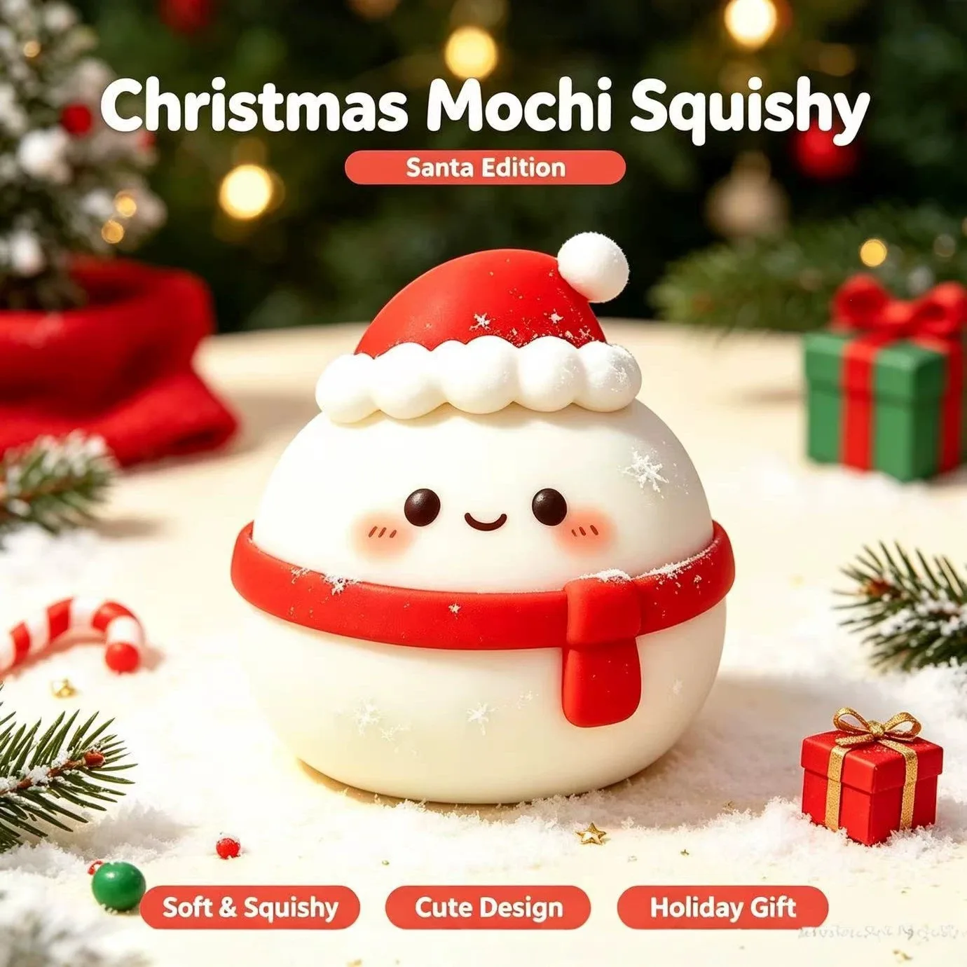 Christmas Mochi Squishy Toy Set Santa Bow Deer Reindeer Stress Relief Toy Wholesale Squishy Toy 2
