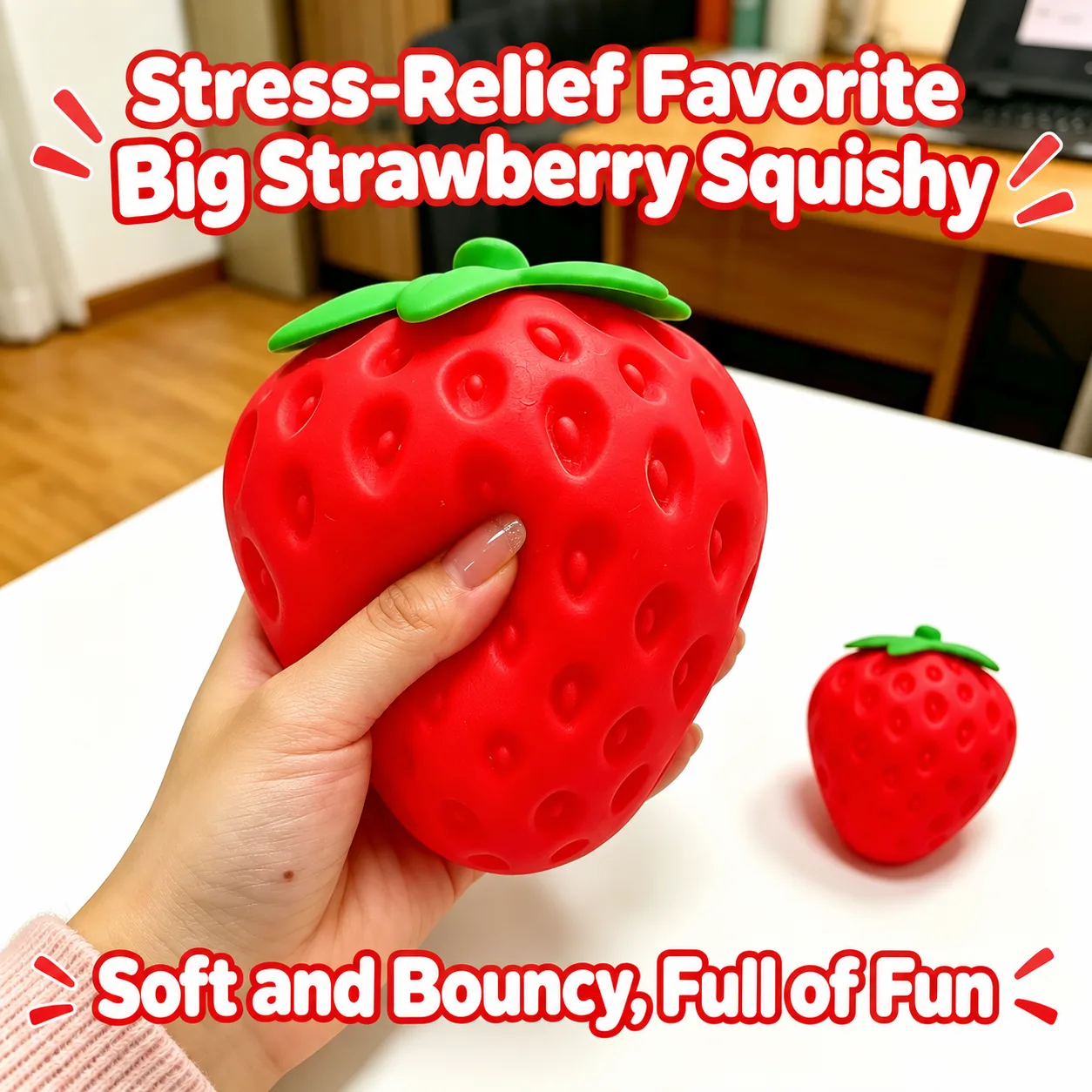 Large Realistic Strawberry Squishy Toy Slow Rising Stress Relief Toy Wholesale Squishy Toy 3