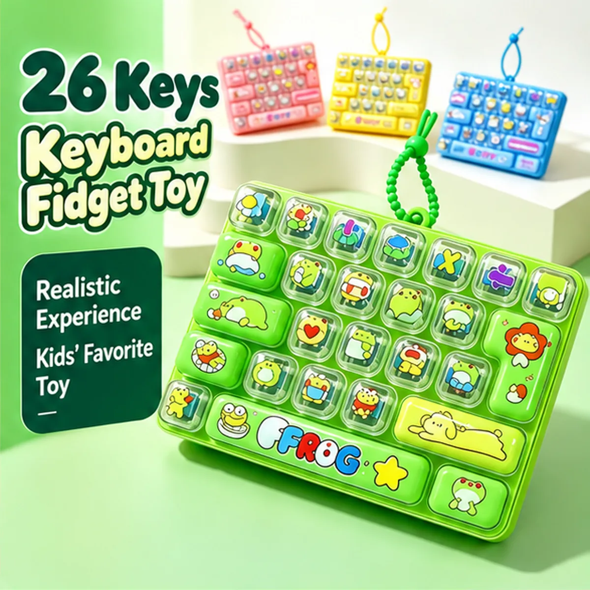 26-Key Fidget Keyboard Toy Keychain Animal Theme Stress Relief Squishy Keypad Wholesale Squishy Toy 5