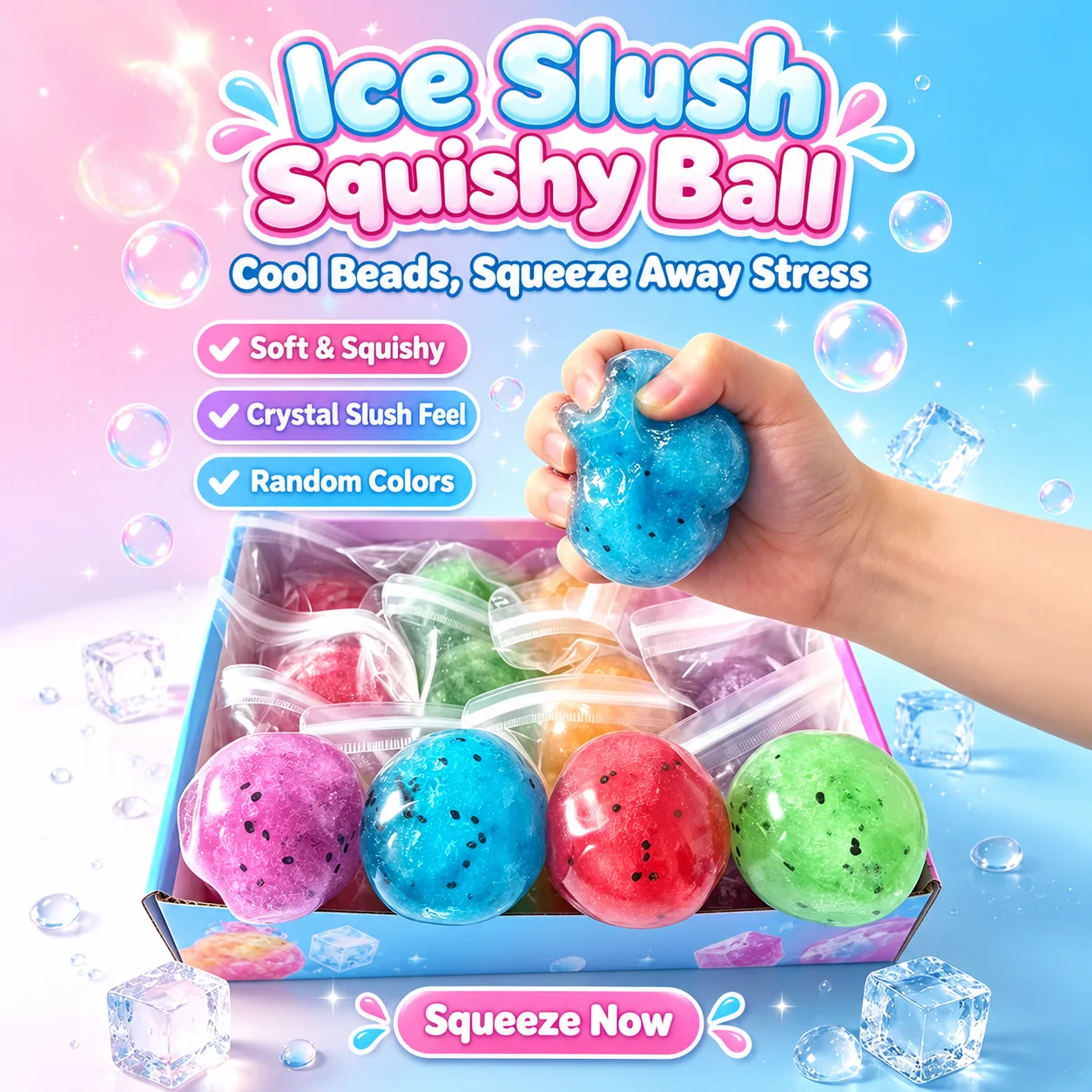 Fruit Ice Slush Squishy Balls Soft TPR Stress Relief Toys