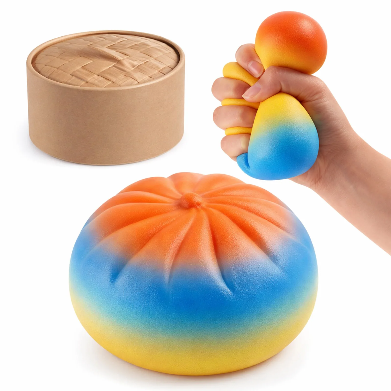 Rainbow Gradient Steamed Bun Dumpling Squishy Toy Soft TPR Stress Relief Toy Wholesale Squishy Toy 5