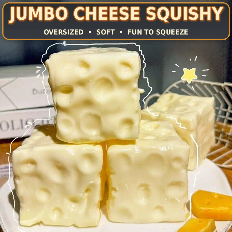Jumbo Cheese Cube Squishy Toy Soft TPR Stress Relief Squeeze Toy