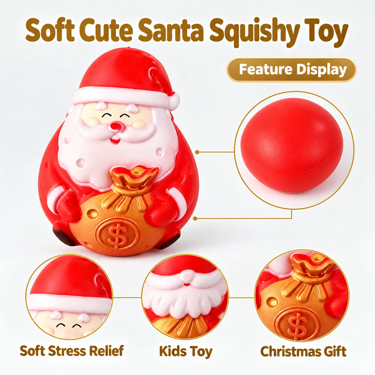 Jumbo Santa Claus Squishy Toy Slow-Rising Christmas Stress Relief Toy Wholesale Squishy Toy 2