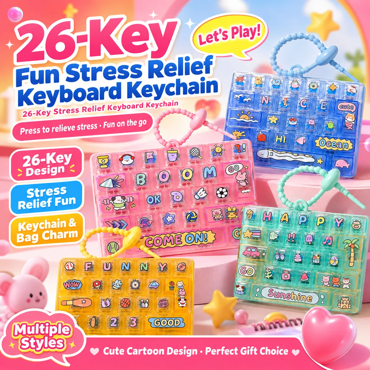 26-Key Keyboard Squishy Keychain Toy Wholesale Squishy Toy 2