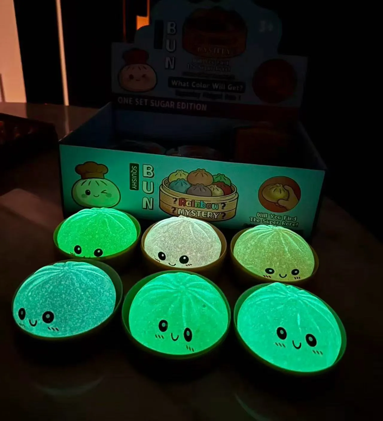 Kawaii Glitter Steamed Bun Squishy Toy Glow-in-the-Dark Stress Relief Fidget Wholesale Squishy Toy 5