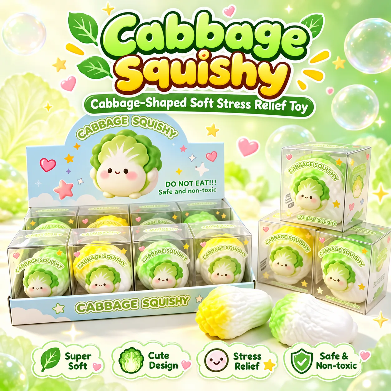 Napa Cabbage Crispy Squishy Toy Soft TPR Slow Rebound Stress Relief Toy Wholesale Squishy Toy 8