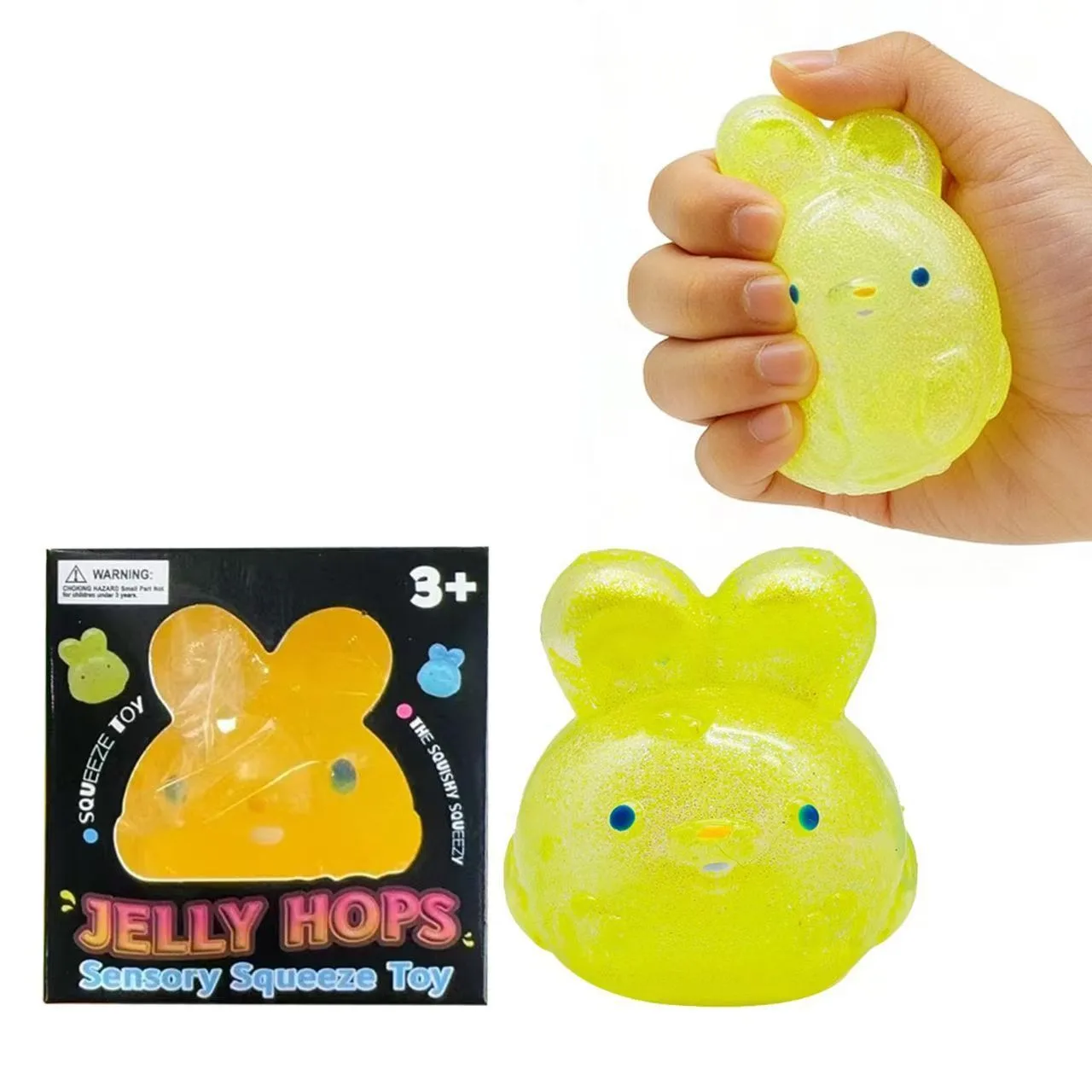Jelly Hops Bunny Squishy Toy Soft TPR Glitter Stress Relief Squeeze Toy Wholesale Squishy Toy 4