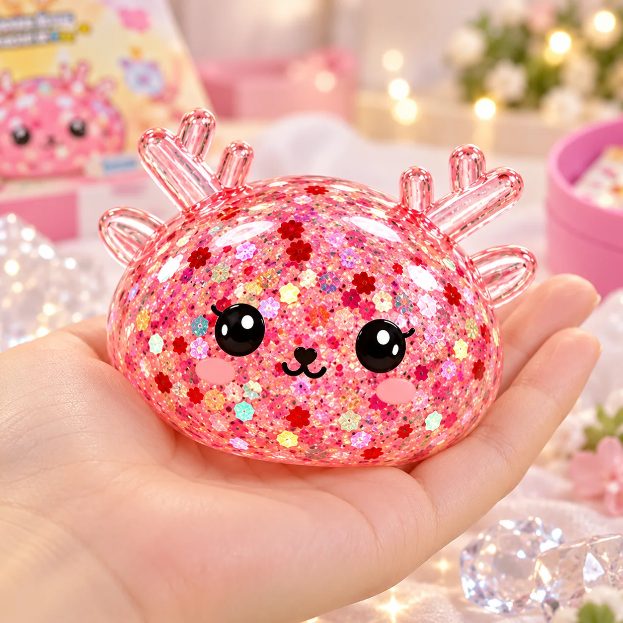 Mystery Deer Bun Squishy Toy Glitter Confetti Stress Relief Fidget Wholesale Squishy Toy 3