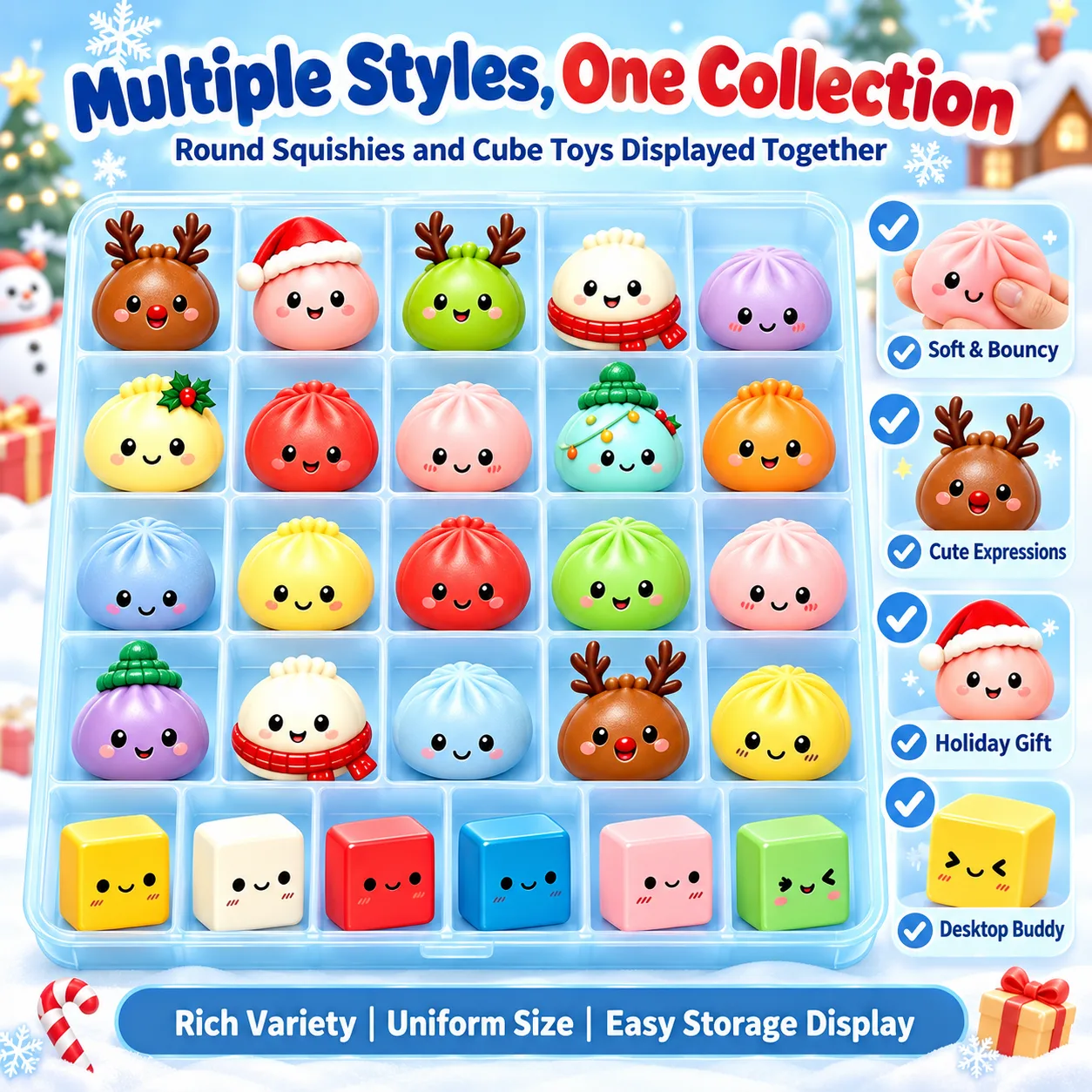 24-Day Christmas Countdown Advent Calendar Dumpling Squishy Blind Box DIY Toy Set