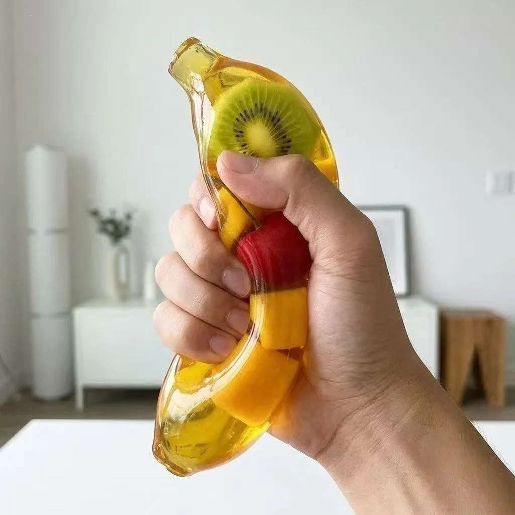Banana Squishy Toy with Fruit Pieces Stress Relief Toy Wholesale Squishy Toy 4