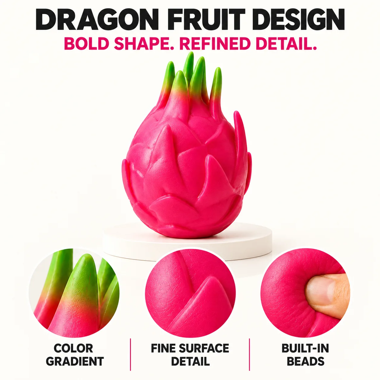 Cute Dragon Fruit Squishy Toy Soft TPR Stress Relief Toy with Built-in Beads Wholesale Squishy Toy 3