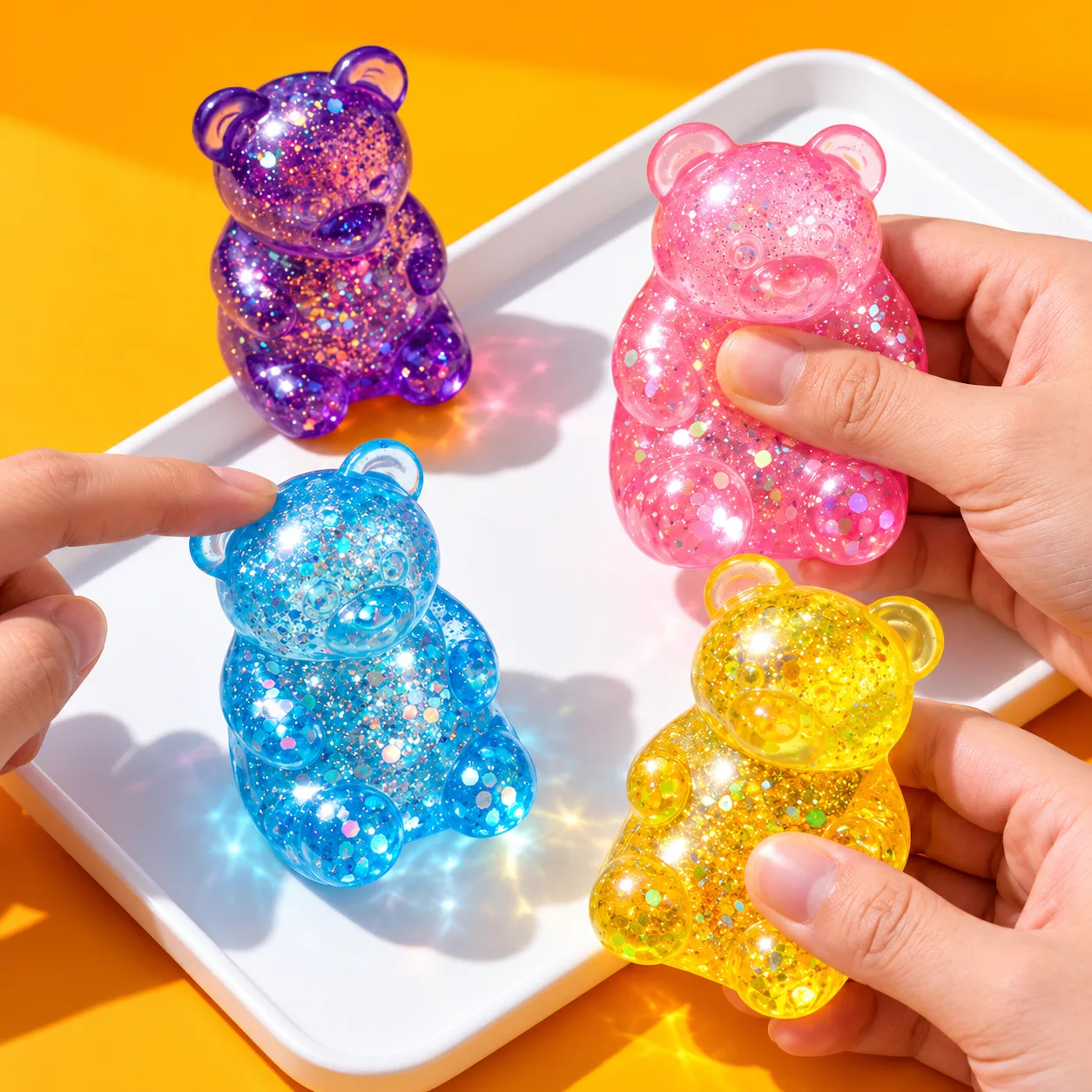 Glitter Gummy Bear Squishy Toy Soft TPR Slow-Rebound Stress Relief Fidget Wholesale Squishy Toy 3