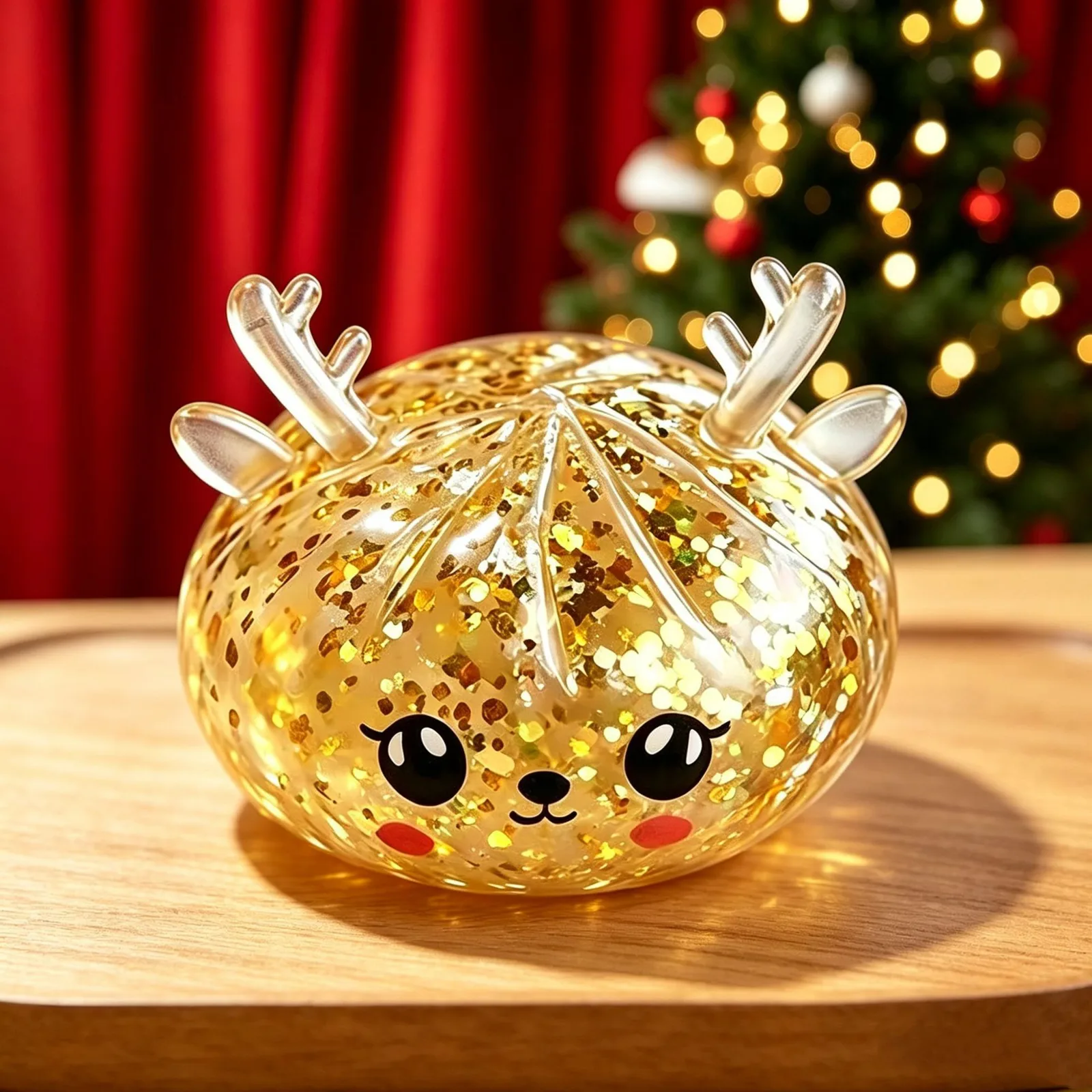 Christmas Reindeer Glitter Squishy Bun Stress Relief Toy Wholesale Squishy Toy 4