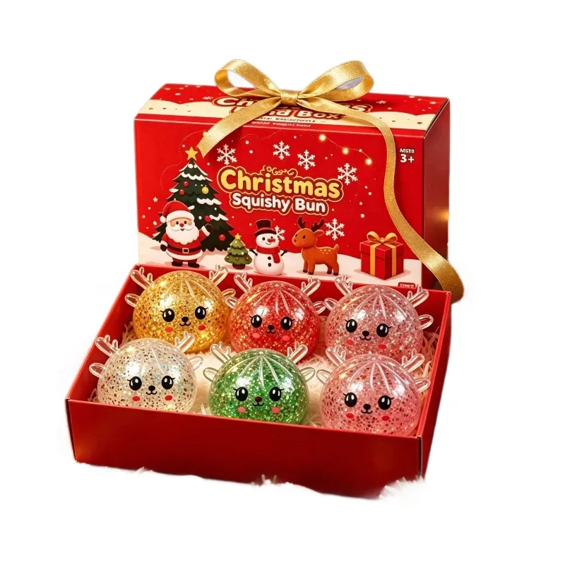 Christmas Reindeer Glitter Squishy Bun Stress Relief Toy Wholesale Squishy Toy 9