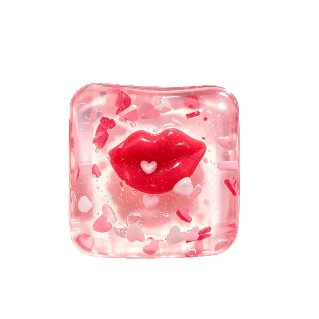 Valentine Red Lip Transparent Gel Squishy Cube Stress Relief Toy