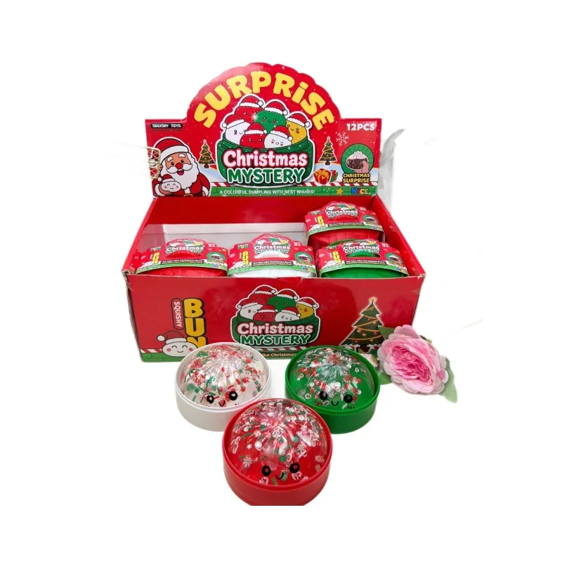 Christmas Mystery Squishy Bun Toy with Confetti Dome Wholesale Squishy Toy 3
