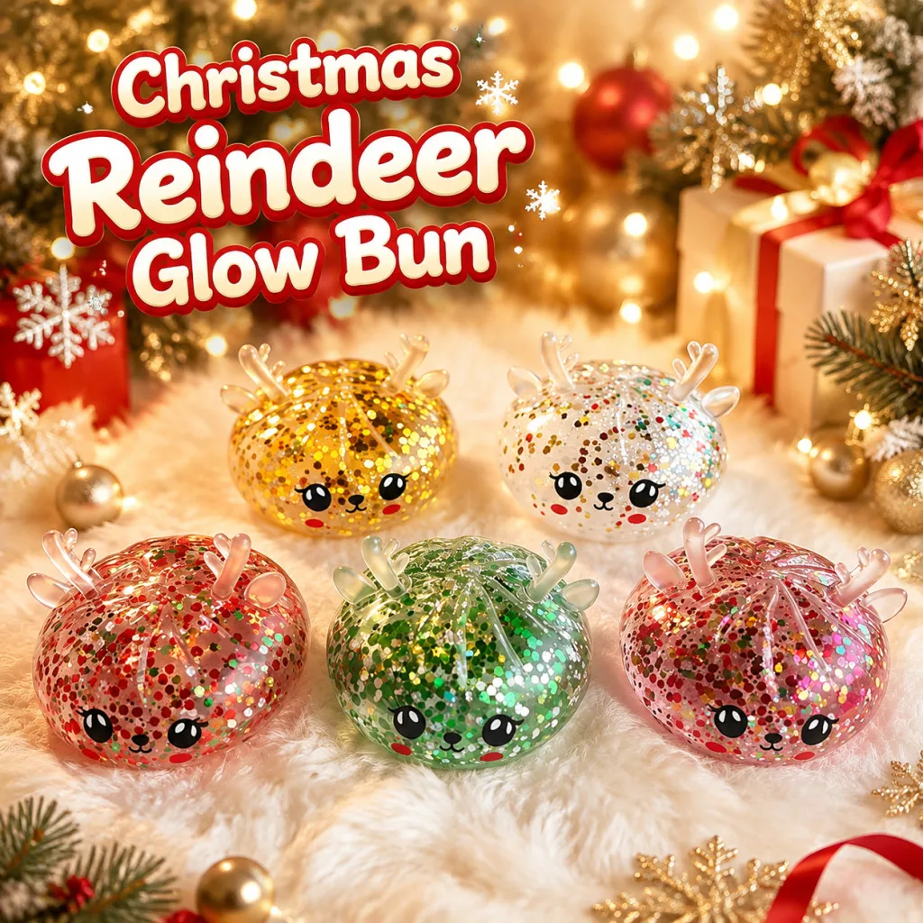 Christmas Reindeer Glitter Squishy Bun Stress Relief Toy Wholesale Christmas Reindeer Glitter Squishy Bun Stress Relief Toy Wholesale Squishy Toy