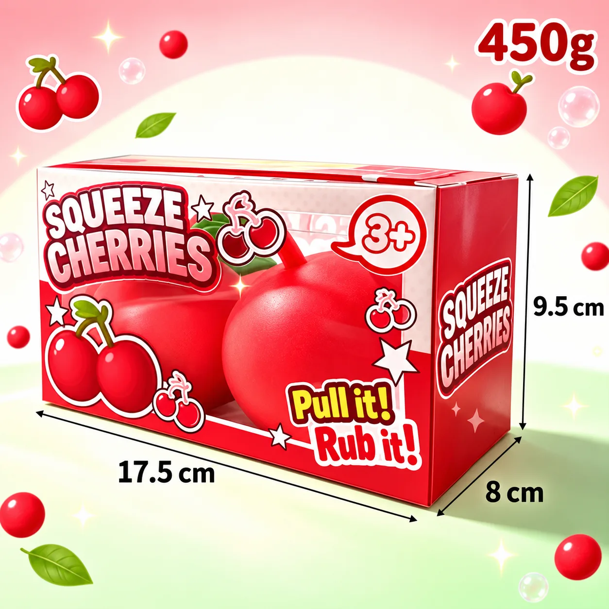 Dual Cherry Squishy Toy Soft TPR Stress Relief Fruit Squishy Wholesale Squishy Toy 2