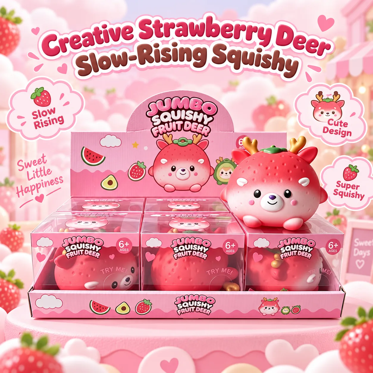 Jumbo Squishy Fruit Deer Slow Rising Stress Relief Toy