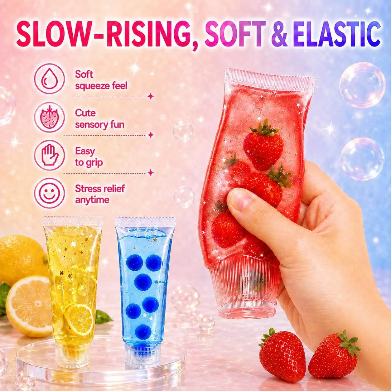 Chiboki Fruit Gel Squishy Tube Toy Slow Rising Stress Relief Toy Wholesale Squishy Toy 3
