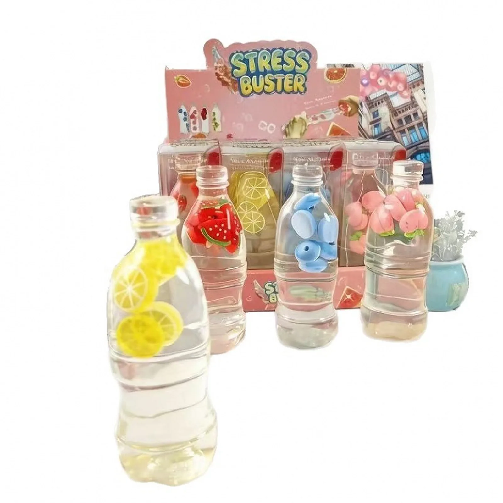 Transparent Fruit Bottle Squishy Toy Soft TPR Stress Relief Toy Wholesale Squishy Toy 3