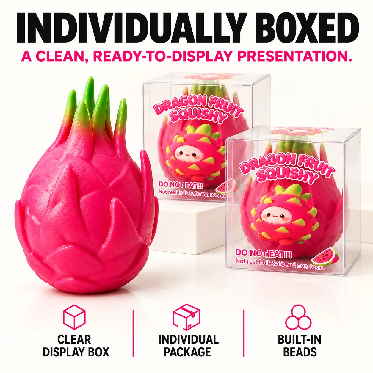 Cute Dragon Fruit Squishy Toy Soft TPR Stress Relief Toy with Built-in Beads Wholesale Squishy Toy 5