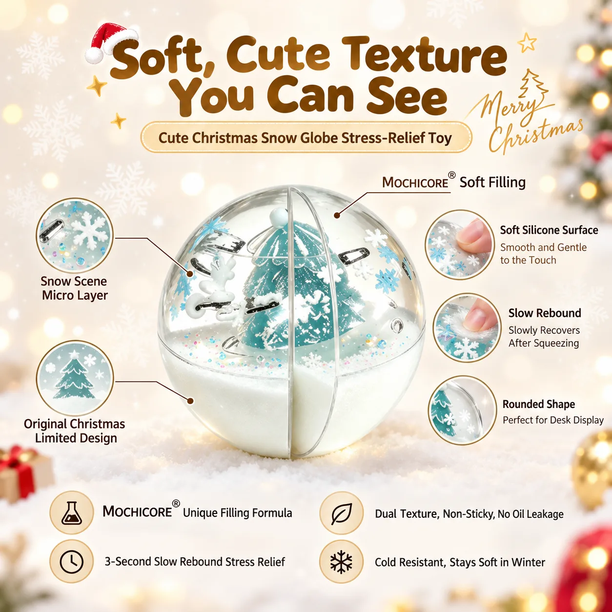 Christmas Squishy Stress Ball Toy Slow Rising Holiday Fidget Wholesale Squishy Toy 3