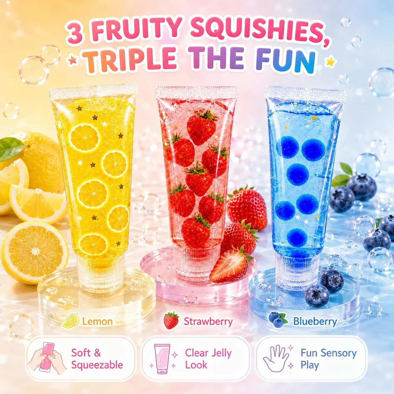 Chiboki Fruit Gel Squishy Tube Toy Slow Rising Stress Relief Toy Wholesale Squishy Toy 5