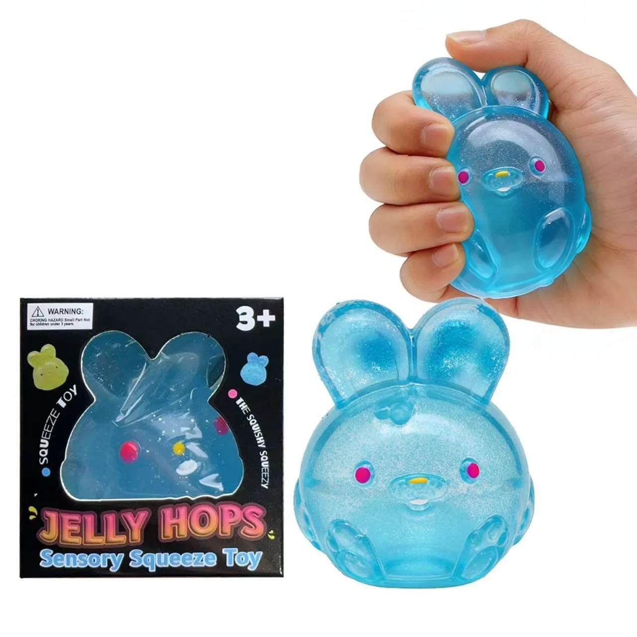 Jelly Hops Bunny Squishy Toy Soft TPR Glitter Stress Relief Squeeze Toy Wholesale Squishy Toy 3
