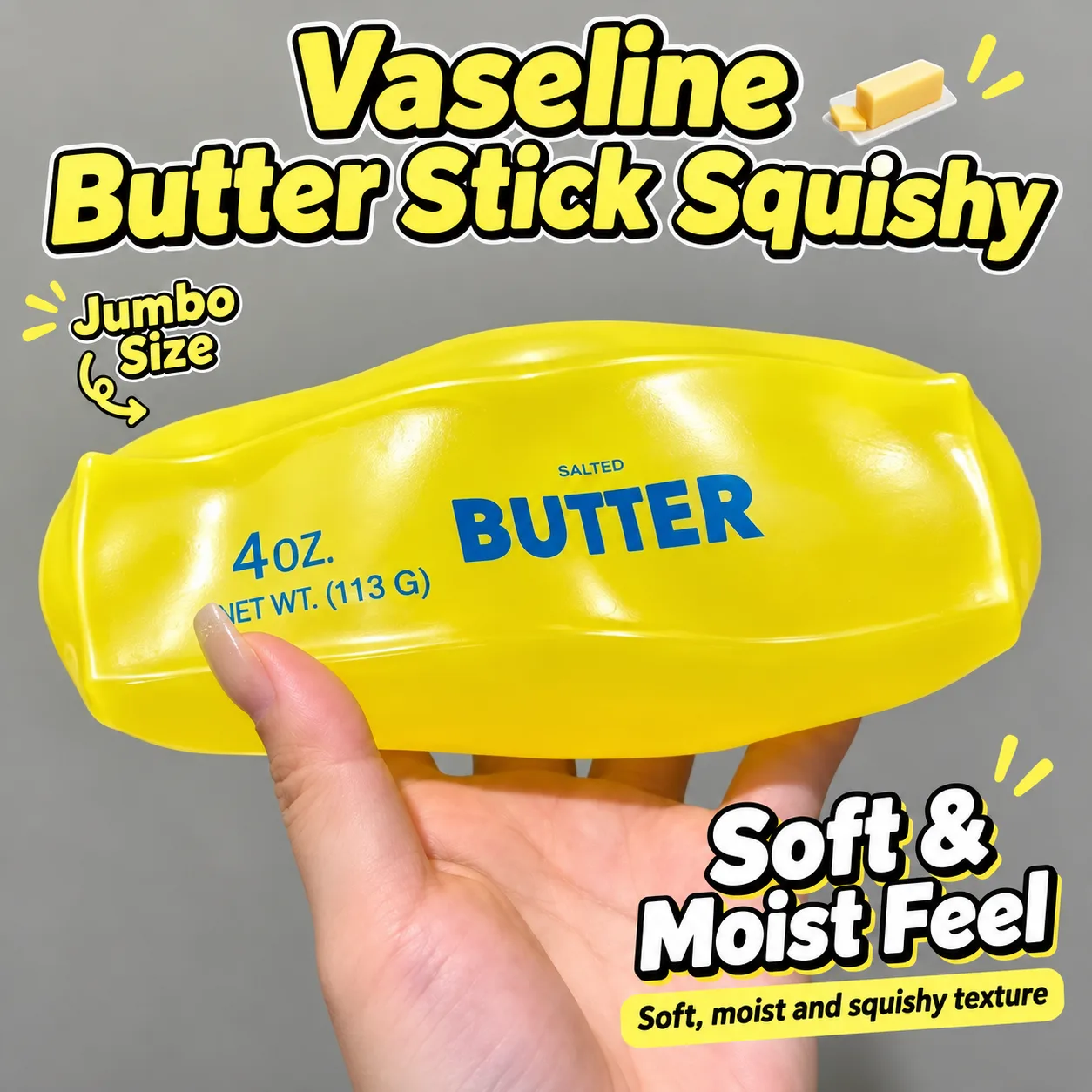 Jumbo Butter Stick Squishy Toy Clear Gel Stress Relief Toy