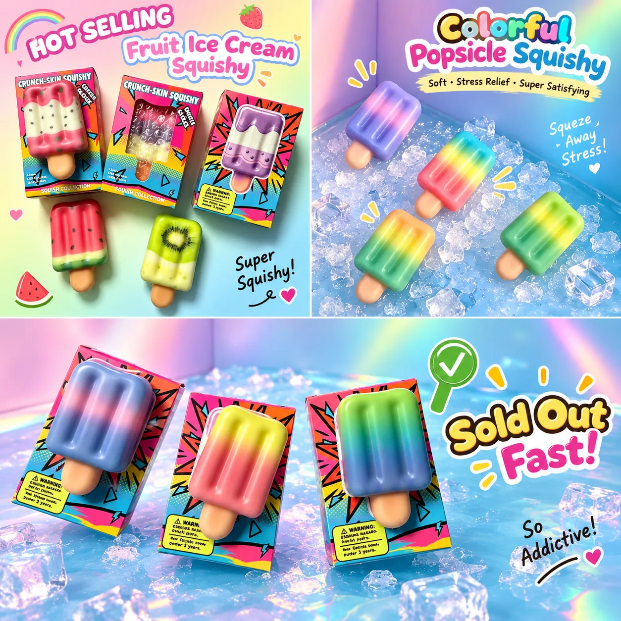 Crunchy Popsicle PU Slow Rising Squishy Toy Stress Relief Fidget Wholesale Squishy Toy 4