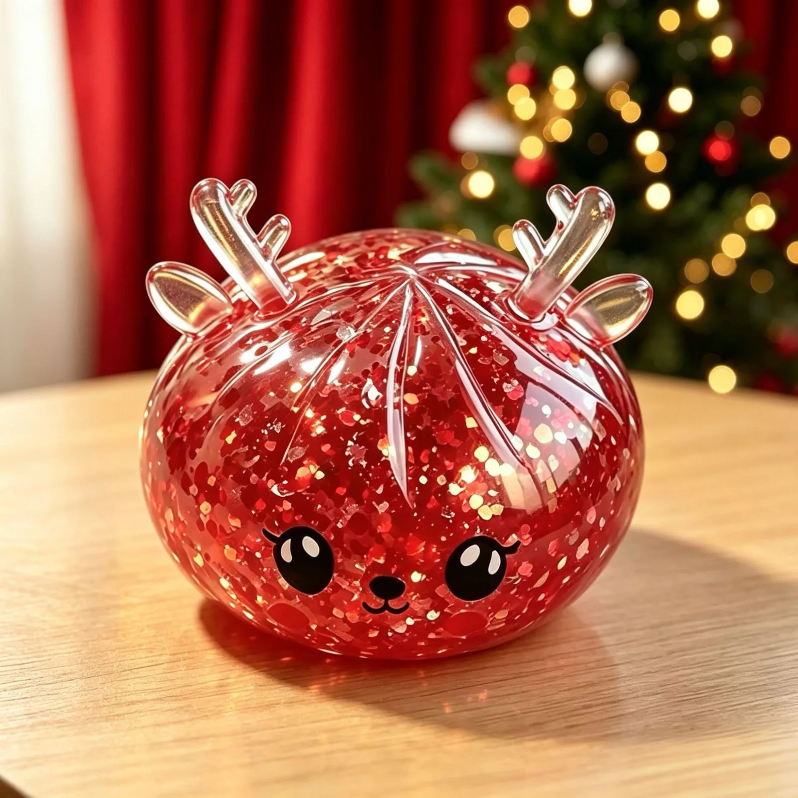 Christmas Reindeer Glitter Squishy Bun Stress Relief Toy Wholesale Squishy Toy 2