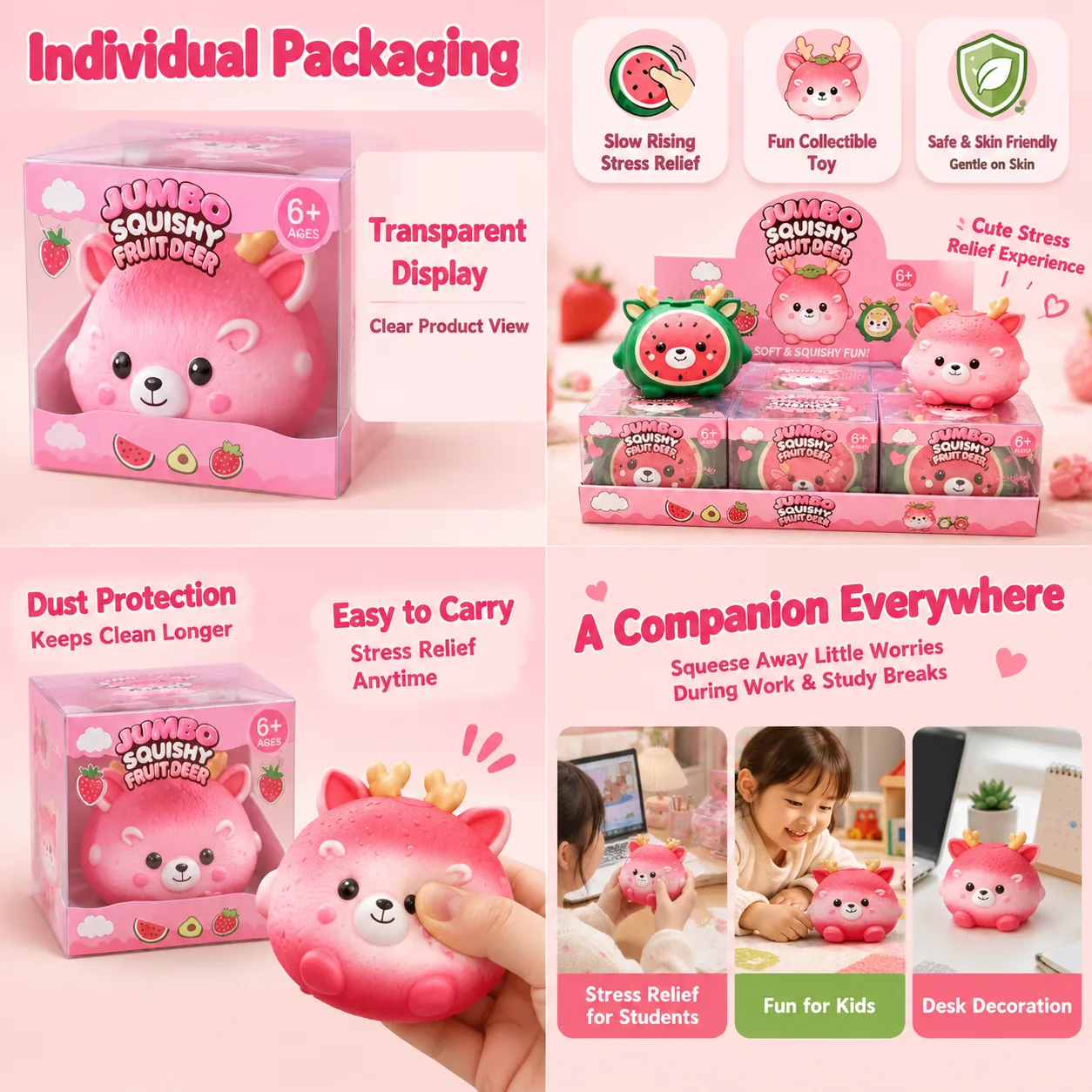 Jumbo Squishy Fruit Deer Slow Rising Stress Relief Toy Wholesale Squishy Toy 6