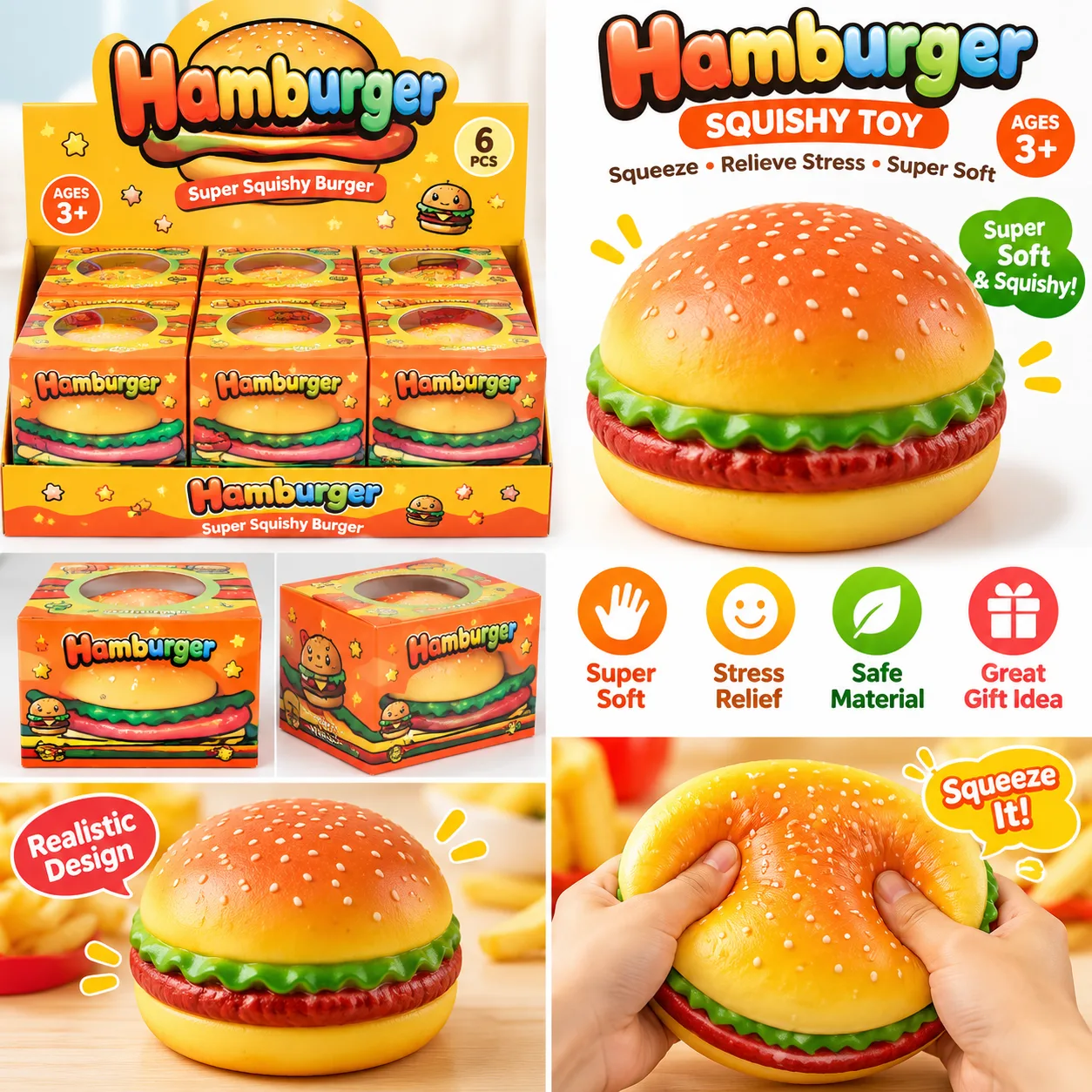 Jumbo Hamburger Squishy Toy Slow Rebound Stress Relief Toy Wholesale Squishy Toy 5