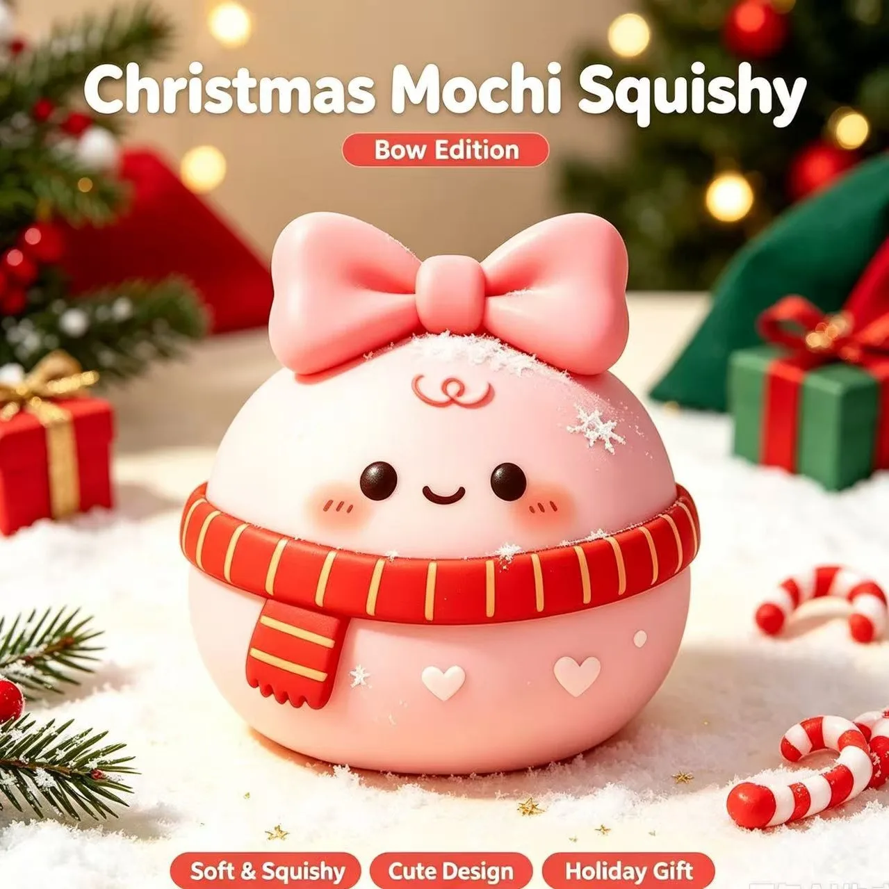 Christmas Mochi Squishy Toy Set Santa Bow Deer Reindeer Stress Relief Toy Wholesale Squishy Toy 3