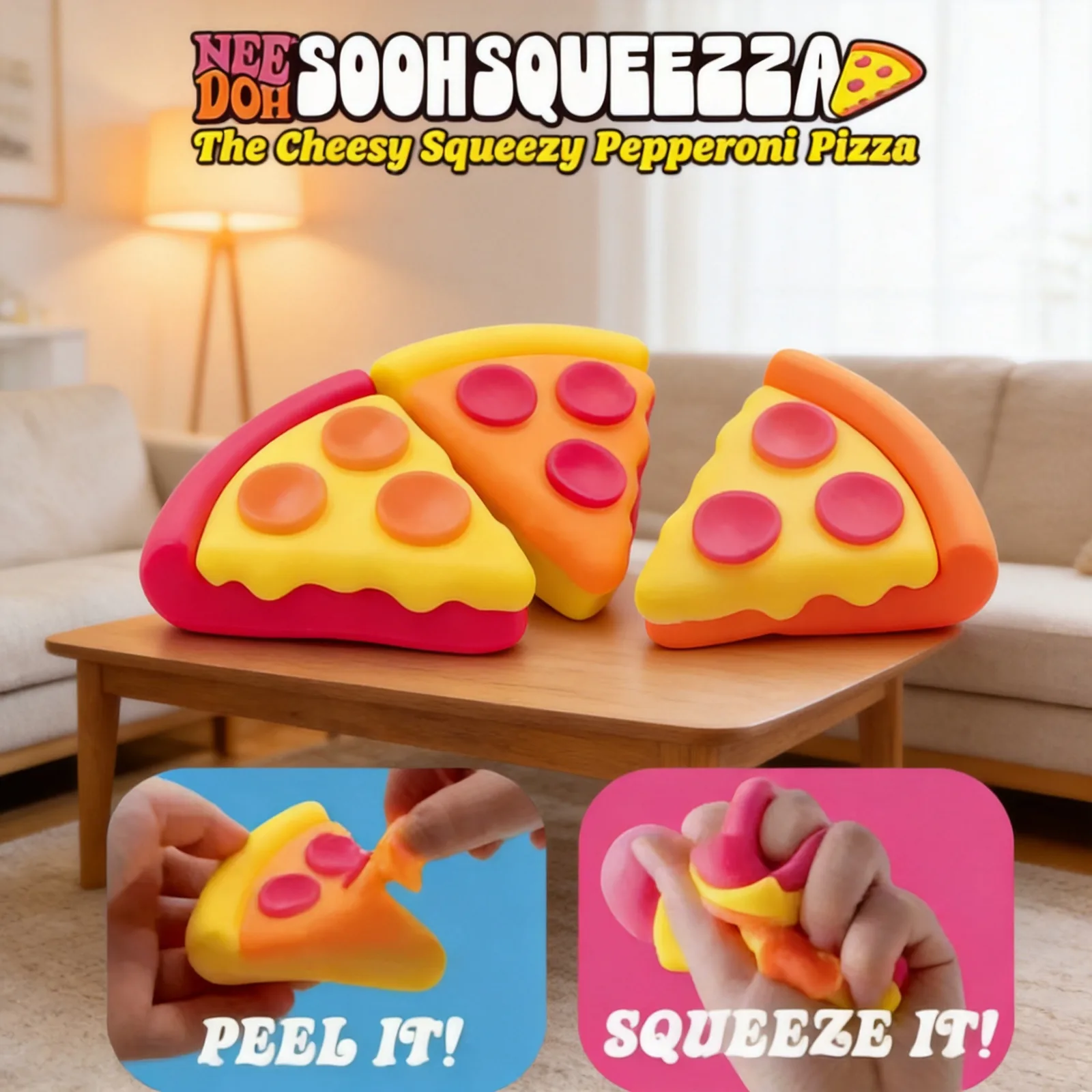 NeeDoh Squeezza Pizza Squishy Toy Mini Sensory Stress Relief Toy Wholesale Squishy Toy 7