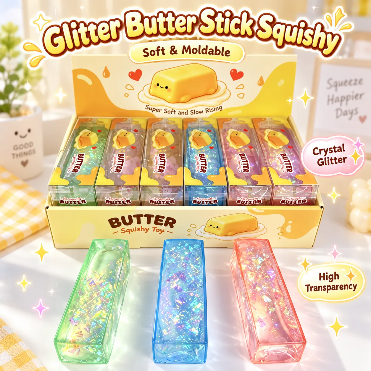 Crystal Glitter Butter Stick Squishy Toy